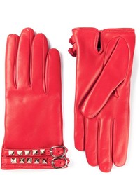 Женские красные кожаные перчатки от Valentino Garavani