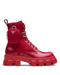 Мужские красные кожаные повседневные ботинки от Prada