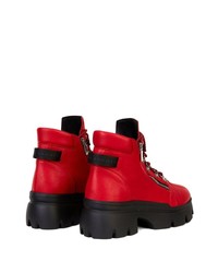 Мужские красные кожаные рабочие ботинки от Giuseppe Zanotti