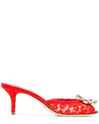 Красные кожаные сабо от Dolce & Gabbana