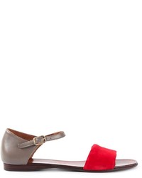 Красные кожаные сандалии на плоской подошве от Chie Mihara