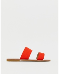 Красные кожаные сандалии на плоской подошве от Glamorous
