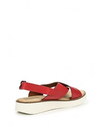 Красные кожаные сандалии на плоской подошве от Instreet