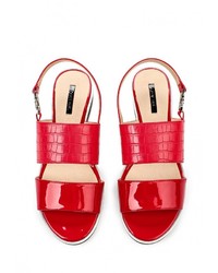Красные кожаные сандалии на плоской подошве от LOST INK