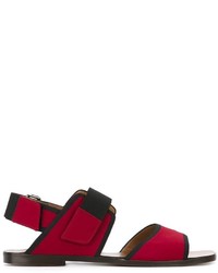 Красные кожаные сандалии на плоской подошве от Marni