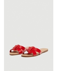Красные кожаные сандалии на плоской подошве от Pull&Bear