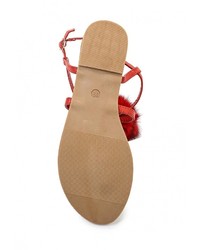 Красные кожаные сандалии на плоской подошве от Stephan