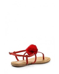 Красные кожаные сандалии на плоской подошве от Stephan