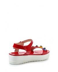Красные кожаные сандалии на плоской подошве от Stephan
