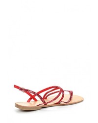 Красные кожаные сандалии на плоской подошве от Super Mode