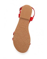 Красные кожаные сандалии на плоской подошве от Super Mode