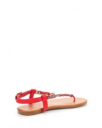 Красные кожаные сандалии на плоской подошве от Super Mode