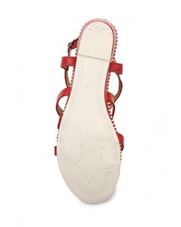 Красные кожаные сандалии на плоской подошве от Wilmar