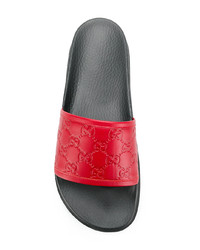 Мужские красные кожаные сандалии от Gucci