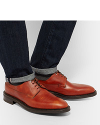 Красные кожаные туфли дерби от John Lobb