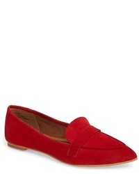 Красные кожаные туфли на плоской подошве