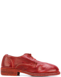 Красные кожаные туфли на шнуровке