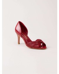Красные кожаные туфли с вырезом от Sarah Chofakian