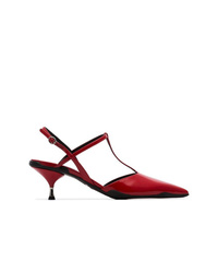 Красные кожаные туфли с вырезом от Prada