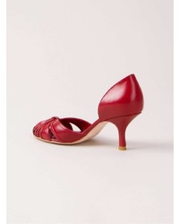 Красные кожаные туфли с вырезом от Sarah Chofakian
