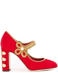 Красные кожаные туфли с вышивкой от Dolce & Gabbana