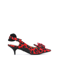 Красные кожаные туфли с леопардовым принтом