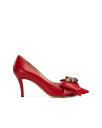 Красные кожаные туфли с украшением от Gucci