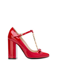 Красные кожаные туфли с украшением от N°21