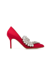 Красные кожаные туфли с украшением от Paula Cademartori