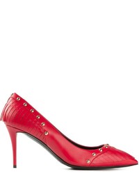 Красные кожаные туфли с шипами от Giuseppe Zanotti