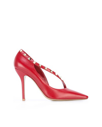 Красные кожаные туфли с шипами от Valentino