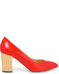 Красные кожаные туфли от Charlotte Olympia