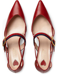 Красные кожаные туфли от Gucci