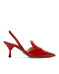 Красные кожаные туфли от Prada