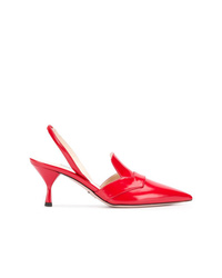 Красные кожаные туфли от Prada