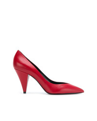 Красные кожаные туфли от Saint Laurent