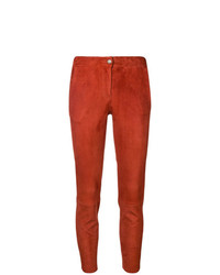 Красные кожаные узкие брюки от Arma