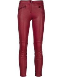 Красные кожаные узкие брюки от Barbara Bui