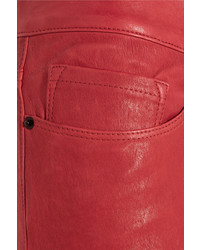 Красные кожаные узкие брюки от Frame