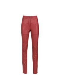 Красные кожаные узкие брюки от Lilly Sarti
