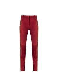 Красные кожаные узкие брюки от Reinaldo Lourenço