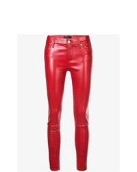 Красные кожаные узкие брюки от RtA