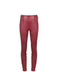 Красные кожаные узкие брюки от Tufi Duek
