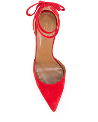 Красные кружевные туфли от Aquazzura