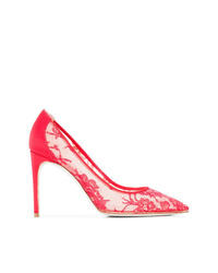 Красные кружевные туфли от Rene Caovilla