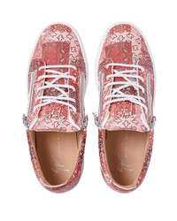 Мужские красные низкие кеды с принтом от Giuseppe Zanotti