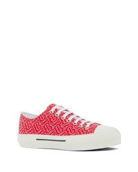 Мужские красные низкие кеды с принтом от Burberry