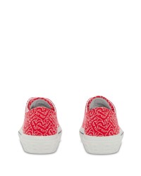 Мужские красные низкие кеды с принтом от Burberry