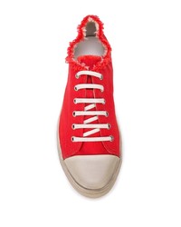 Мужские красные низкие кеды от Saint Laurent