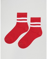 Женские красные носки в горизонтальную полоску от Asos
